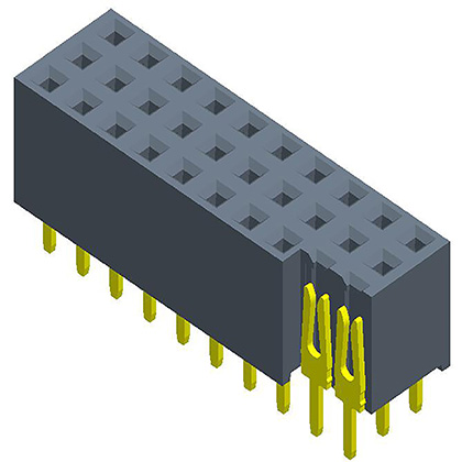 2.54mmFemale Header  three Row  180° Y-type